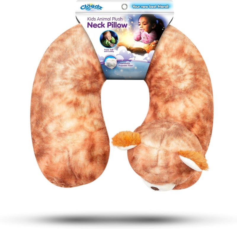 Cloudz Kids Super Soft N' Cuddly Animal Airplane Travel Neck Pillow! Keep Children Comfy and Supported with a Buddy While Traveling or just Resting at Home - Brown Bear - Image 3